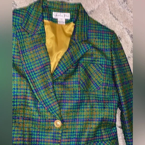 🎉🎉HOST PIC🎉🎊Vintage Christian Dior Tweed Houndstooth MultiColor Blazer🔥N…